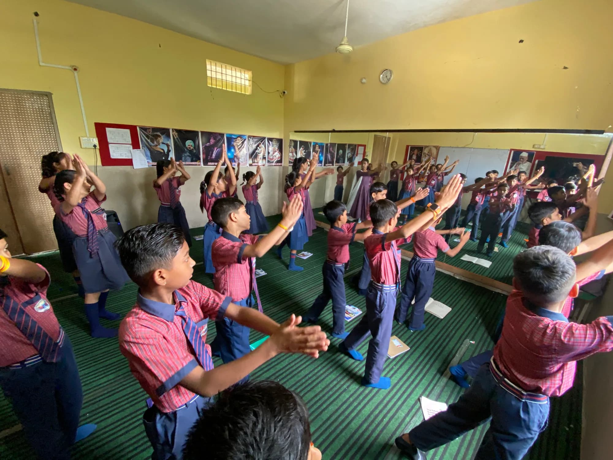 Students practising dance together at Sanskar Academy