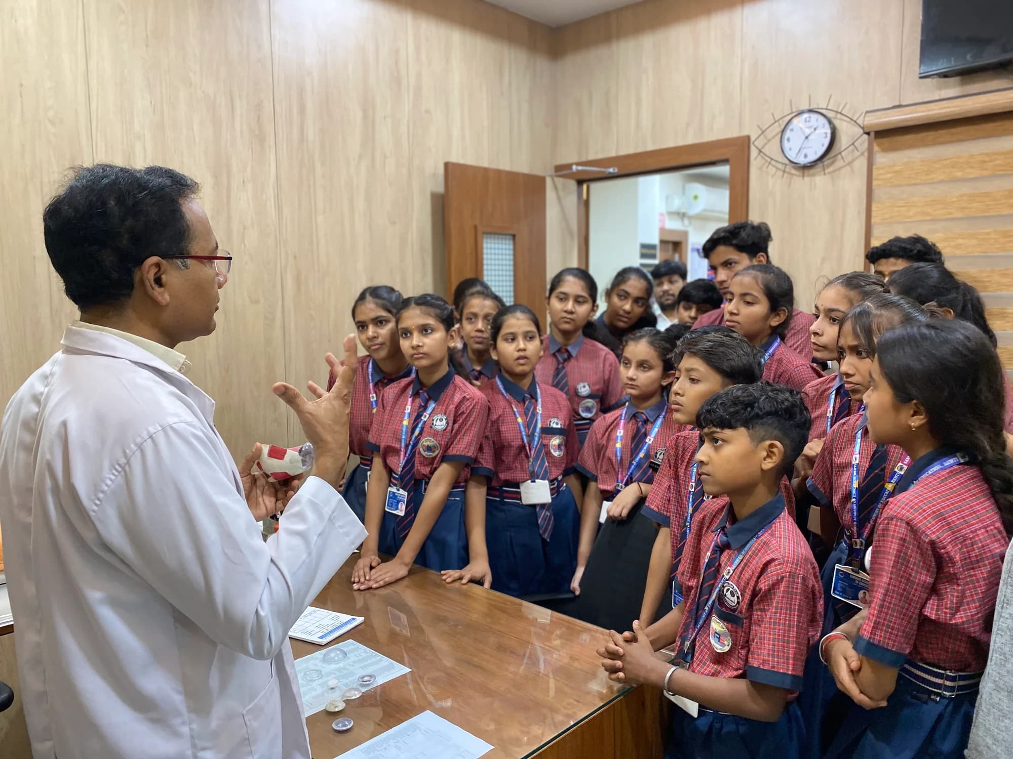 Sanskar Academy students learning during a science visit