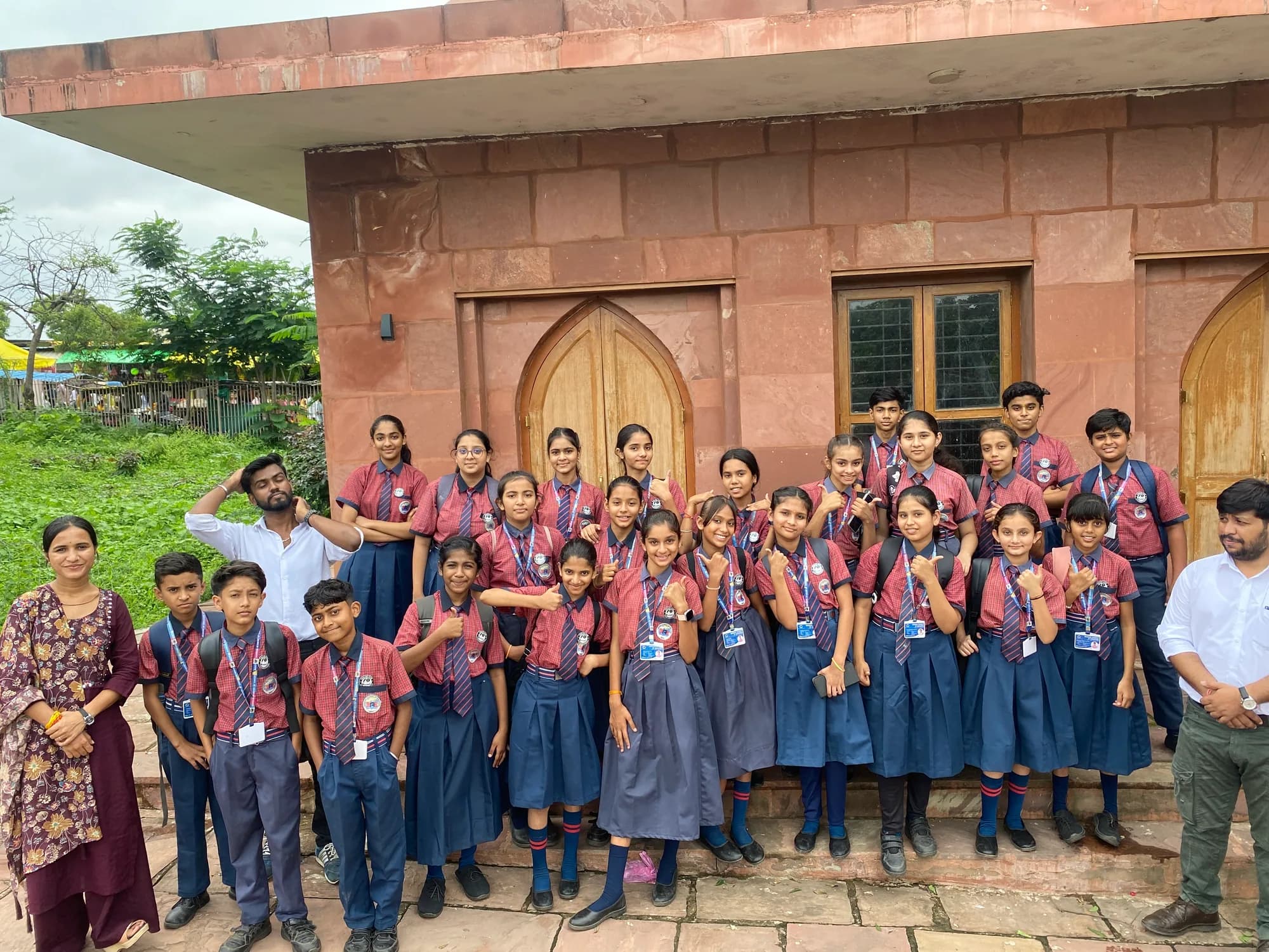 Sanskar Academy students and teachers on an educational trip